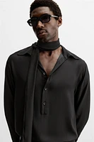 SATIN EFFECT TIE COLLAR SHIRT