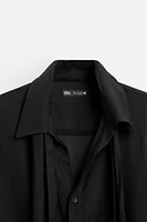 SATIN EFFECT TIE COLLAR SHIRT