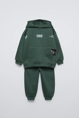 LABEL TEXT JOGGING SWEATSHIRT AND PANTS MATCHING SET