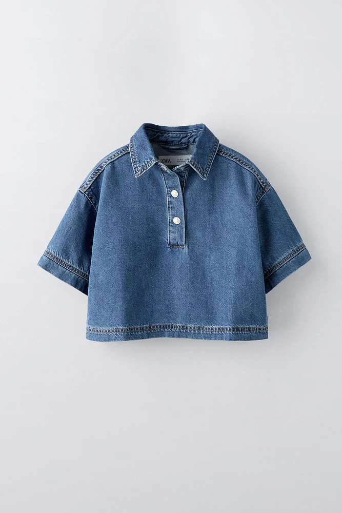 CROPPED DENIM SHIRT