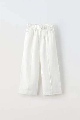 STRAIGHT FIT LINEN PANTS