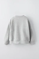 TEXT PRINT FLOCKED SWEATSHIRT