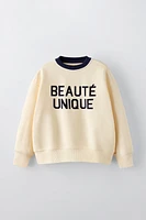 TEXT PRINT FLOCKED SWEATSHIRT