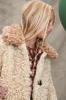 FLOWER BUTTON FAUX SHEARLING COAT LIMITED EDITION