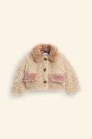 FLOWER BUTTON FAUX SHEARLING COAT LIMITED EDITION