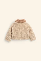 FLOWER BUTTON FAUX SHEARLING COAT LIMITED EDITION