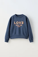 TEXT PRINT WASHED SWEATSHIRT