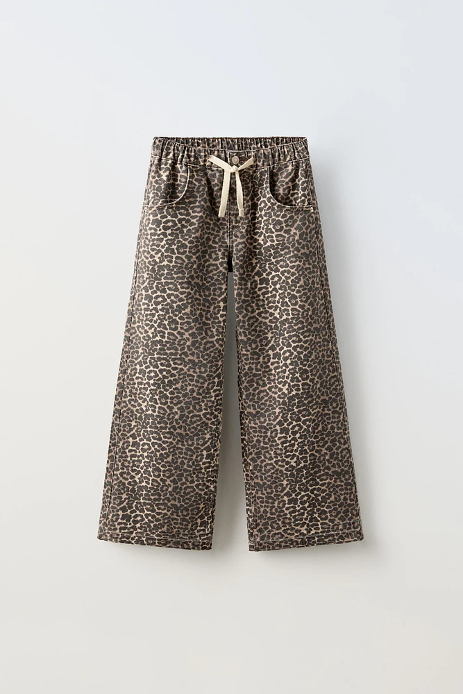 ANIMAL PRINT DRAWSTRING PANTS