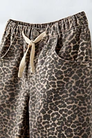 ANIMAL PRINT DRAWSTRING PANTS