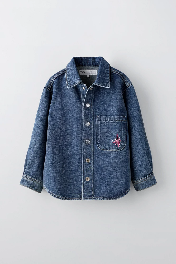 EMBROIDERED DENIM OVERSHIRT