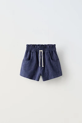 LINEN BLEND STRIPED SHORTS