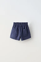 LINEN BLEND STRIPED SHORTS