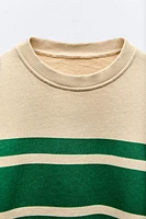 LABEL TRIM STRIPED SWEATSHIRT