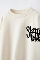 TEXT PRINT FLOCKED SWEATSHIRT