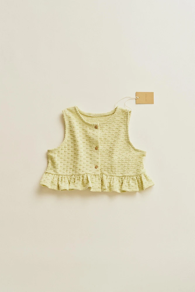 TIMELESZ - POPCORN KNIT TOP WITH RUFFLE