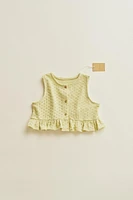 TIMELESZ - POPCORN KNIT TOP WITH RUFFLE