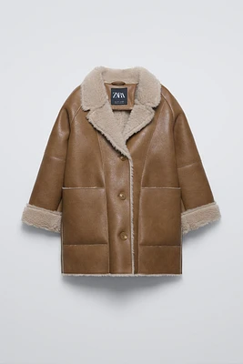 DOUBLE-FACED FAUX SHEARLING COAT