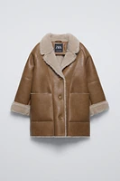 DOUBLE-FACED FAUX SHEARLING COAT