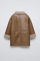 DOUBLE-FACED FAUX SHEARLING COAT