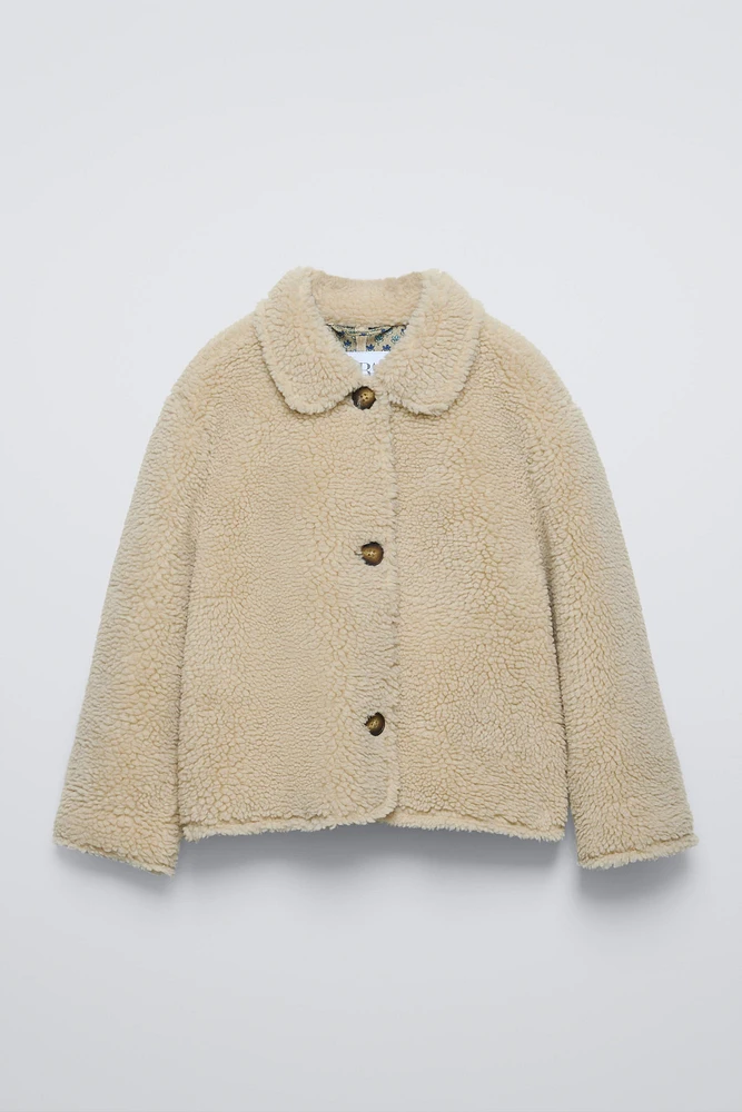 DOUBLE-FACED FAUX SHEARLING COAT