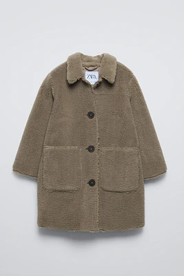 DOUBLE-FACED FAUX SHEARLING COAT