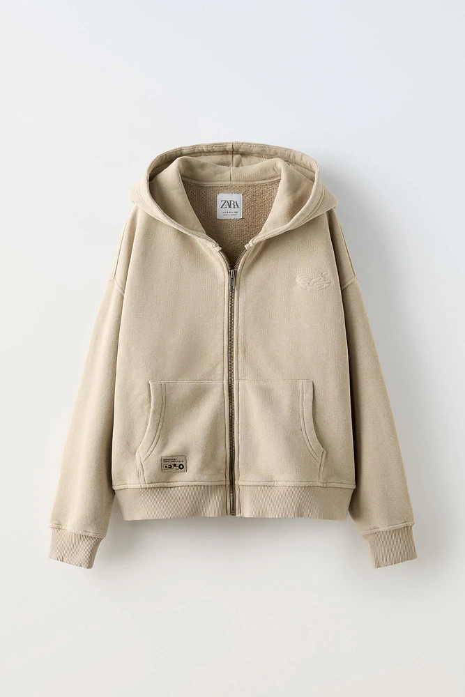 WASHED ZIP SWEATSHIRT WITH LABEL