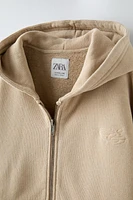 WASHED ZIP SWEATSHIRT WITH LABEL