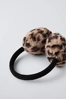 FAUX FUR ANIMAL PRINT EAR MUFFS