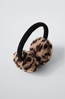 FAUX FUR ANIMAL PRINT EAR MUFFS