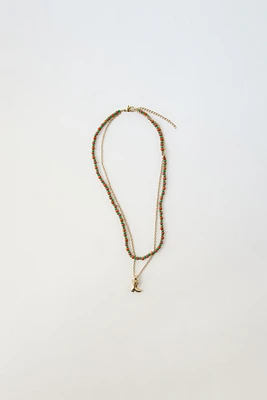 COWBOY BOOT BEADED DOUBLE NECKLACE