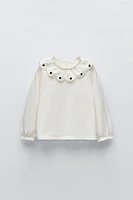 EMBROIDERED COLLAR T-SHIRT