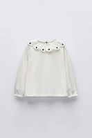 EMBROIDERED COLLAR T-SHIRT