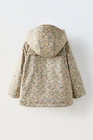 WATER REPELLENT LINED FLORAL RAINCOAT