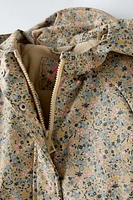 WATER REPELLENT LINED FLORAL RAINCOAT