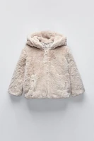 HOODED FAUX FUR JACKET