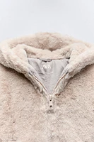 HOODED FAUX FUR JACKET