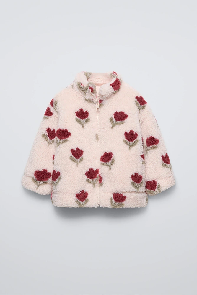 TULIP PRINT FLEECE JACKET