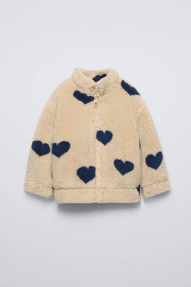 HEART FAUX SHEARLING JACKET