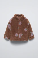 FLORAL PRINT FLEECE JACKET