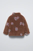 FLORAL PRINT FLEECE JACKET