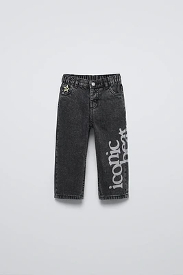 TEXT DENIM PANTS