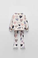 HEART SWEATSHIRT AND FLARED LEGGINGS MATCHING SET