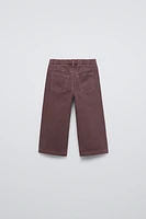 WIDE LEG TWILL LABEL PANTS