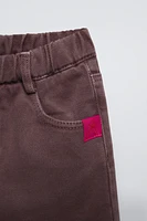 WIDE LEG TWILL LABEL PANTS