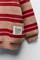 LABEL TRIM STRIPED SWEATSHIRT