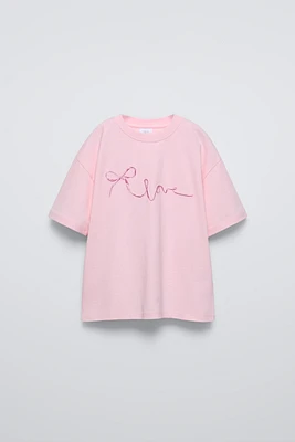 EMBROIDERED BOW T-SHIRT