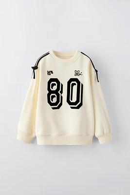 TEXT PRINT FLOCKED SWEATSHIRT