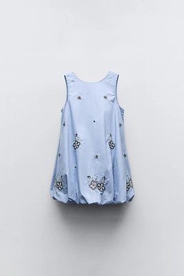 EMBROIDERED RHINESTONE BALLOON DRESS