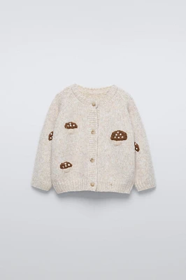 MUSHROOM EMBROIDERED CARDIGAN