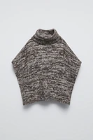 FLECKED KNIT PONCHO